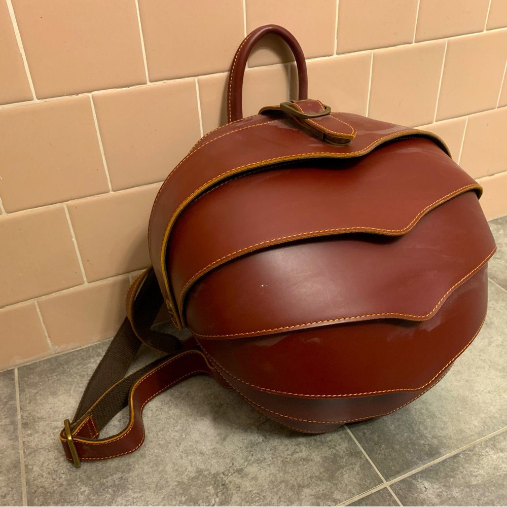 Curious Canary Oxblood Red Burgundy Leather Armadillo Beetle Bag Purse Backpack
